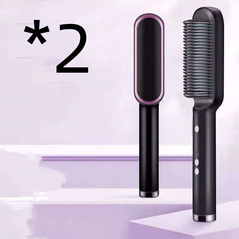 New 2 In 1 Hair Straightener Hot Comb Negative Ion Curling Tong