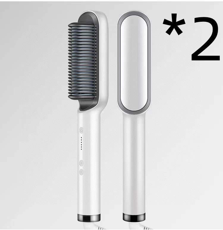 New 2 In 1 Hair Straightener Hot Comb Negative Ion Curling Tong